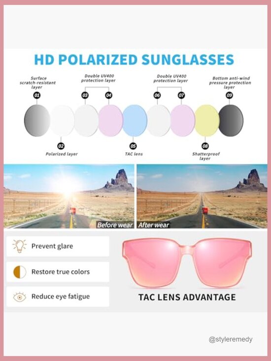 Polarized Fit Over Glasses Sunglasses, UV400 Protection, Square Frame